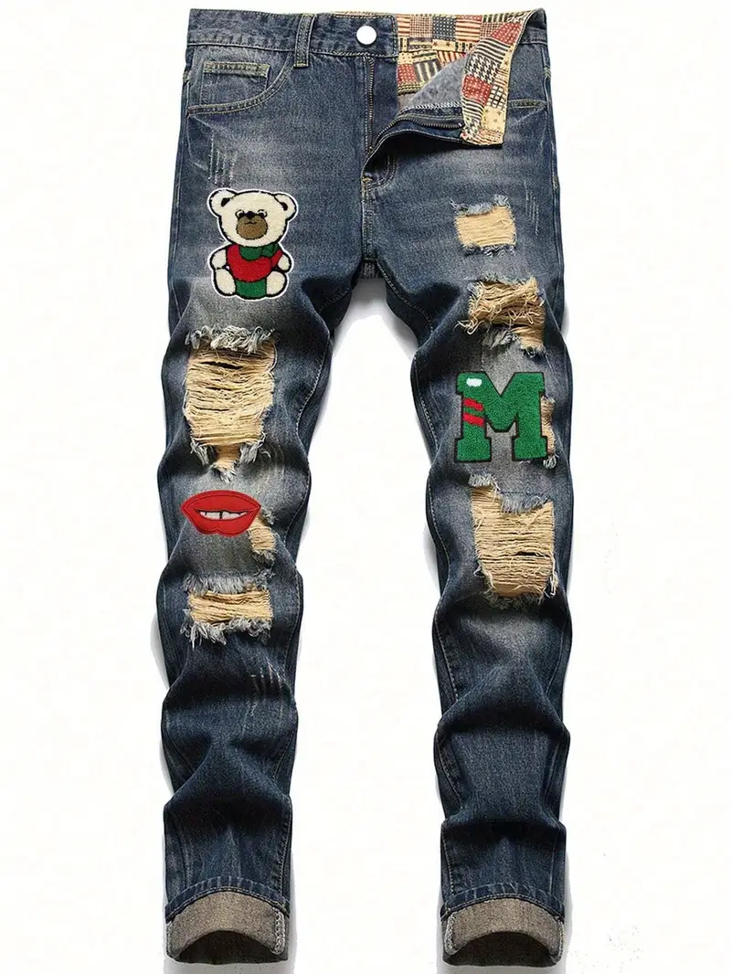 Ripped Bear Straight Jeans
