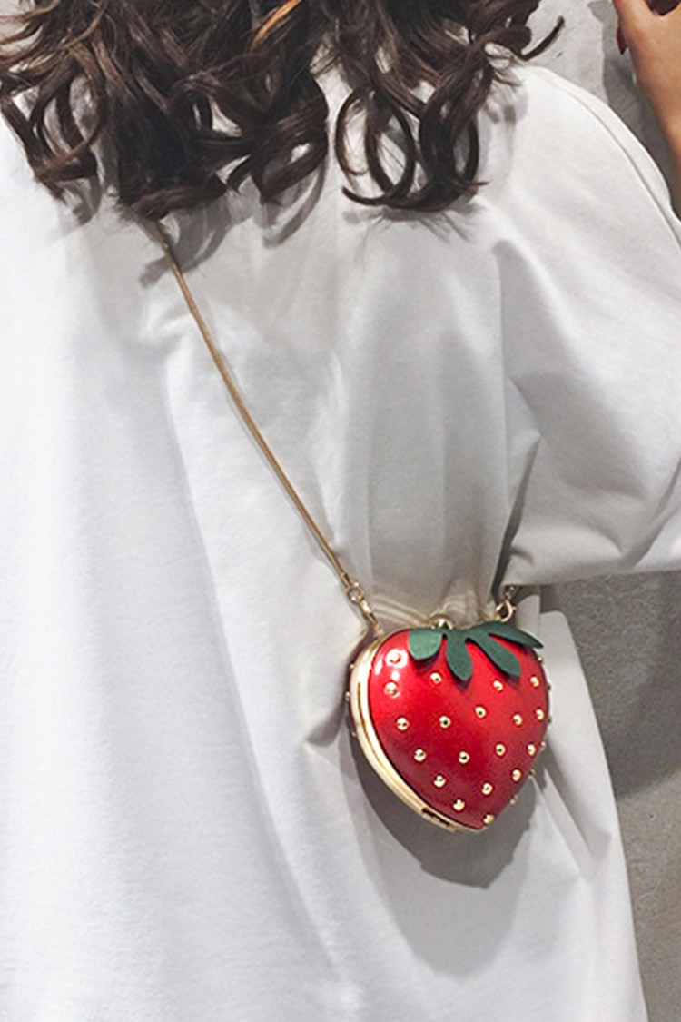 Iconic Strawberry Mini Box Clutch Bag - Image 3
