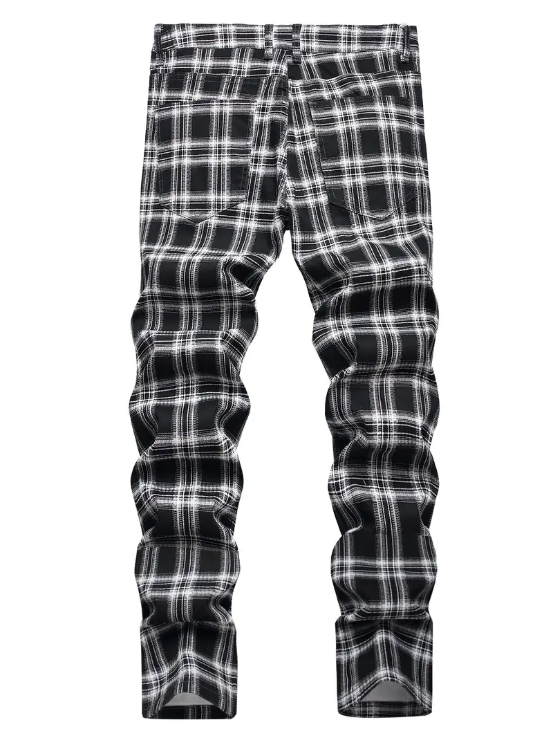 Plaid Casual Slim Fit Jeans - Image 5