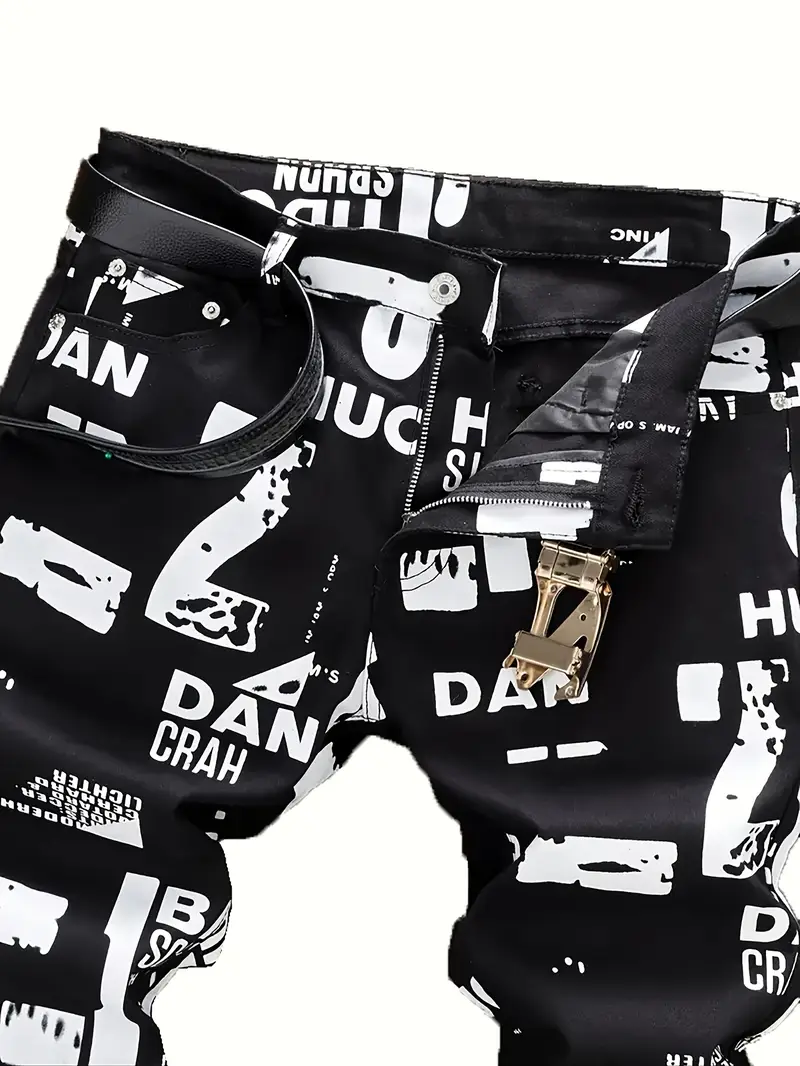 Letter Print Straight Leg Jeans - Image 3