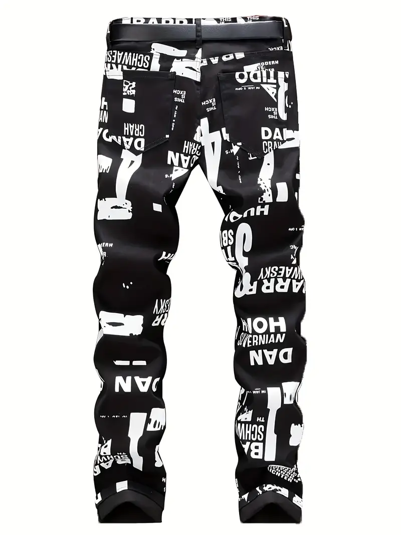 Letter Print Straight Leg Jeans