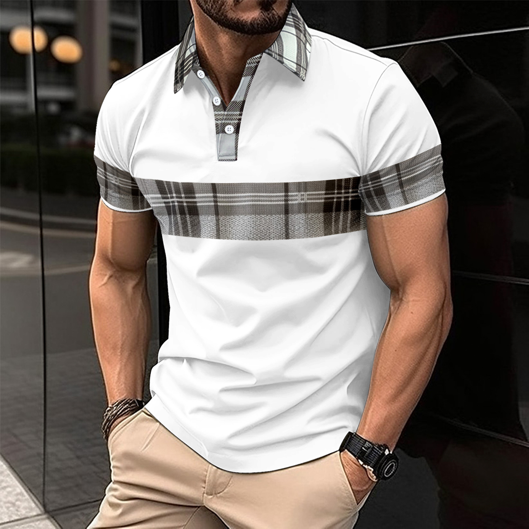 Polo Shirts Casual Contrast Collar